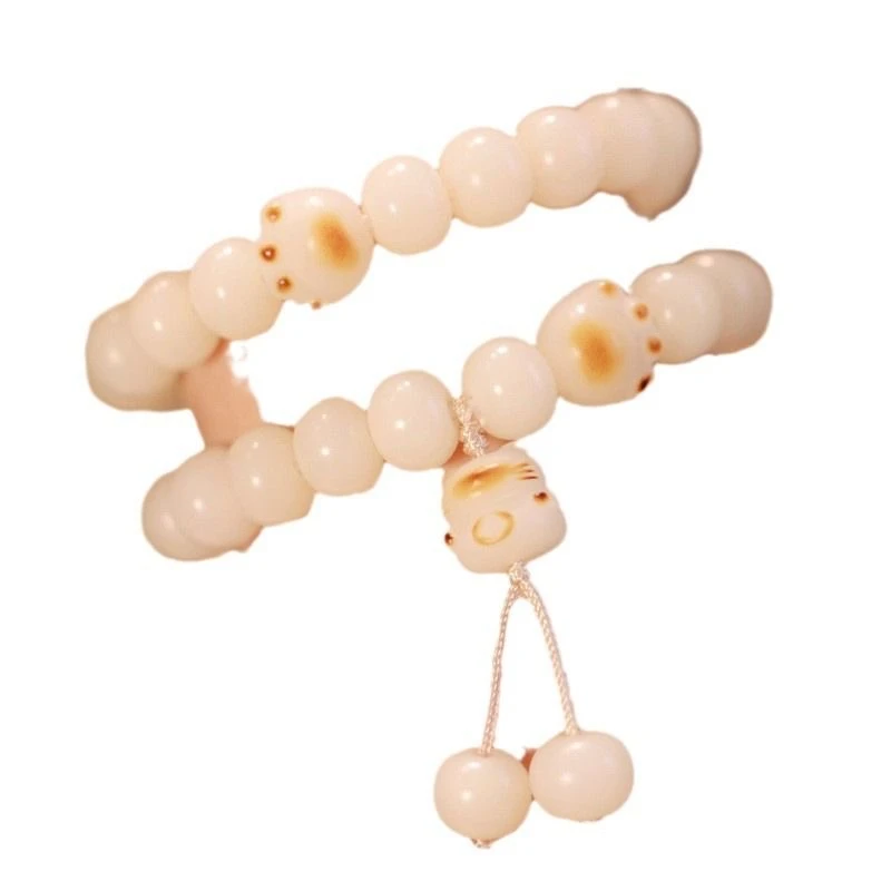 非金属树脂手链 猫咪奶豆手链炭烧猫爪白菩提根手串绕指柔