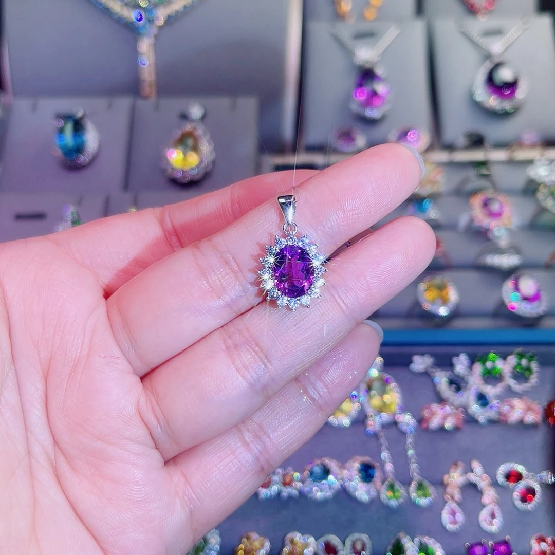 吊坠(赠链)银S925镶嵌紫晶