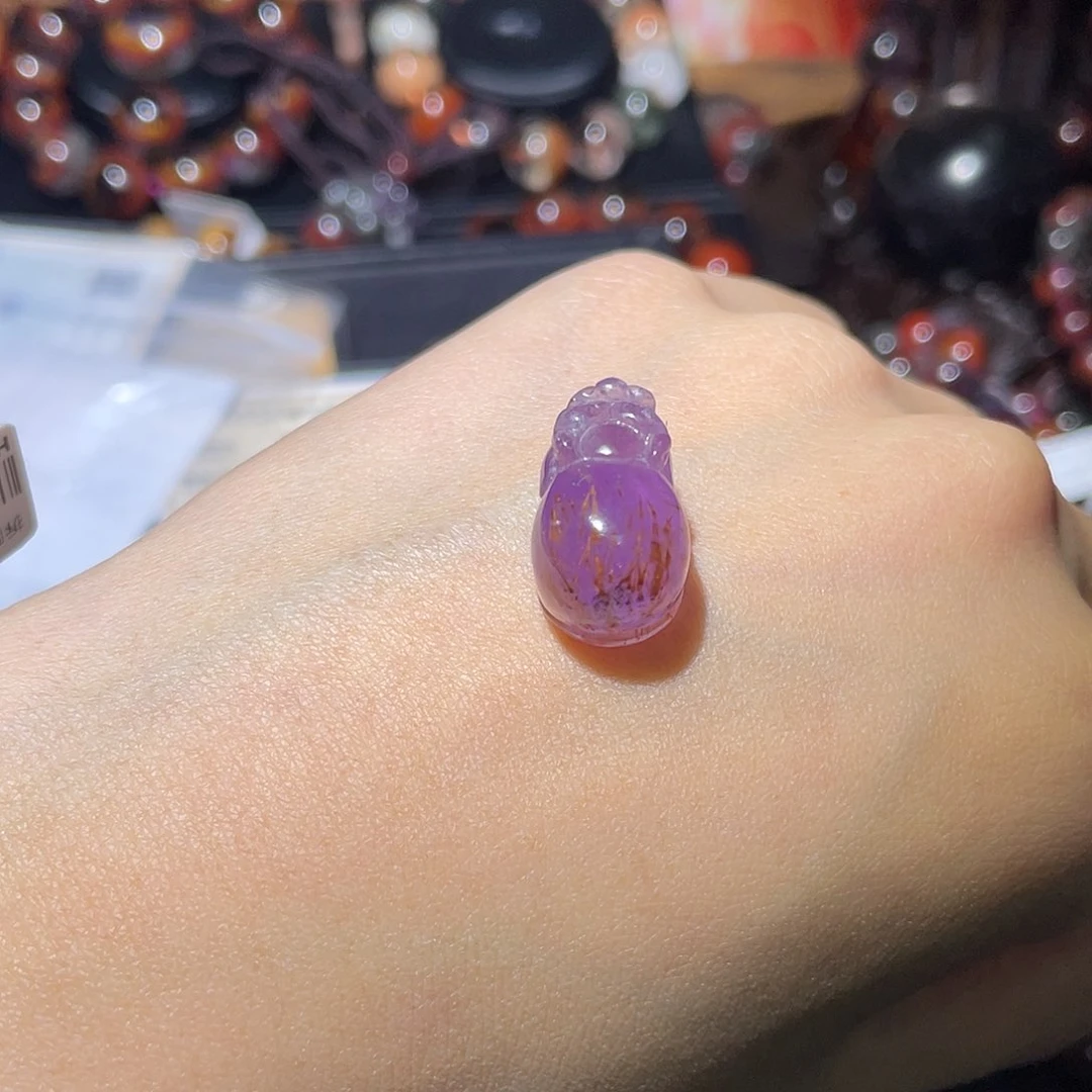 水晶极光紫钛貔貅未镶嵌紫钛貔貅