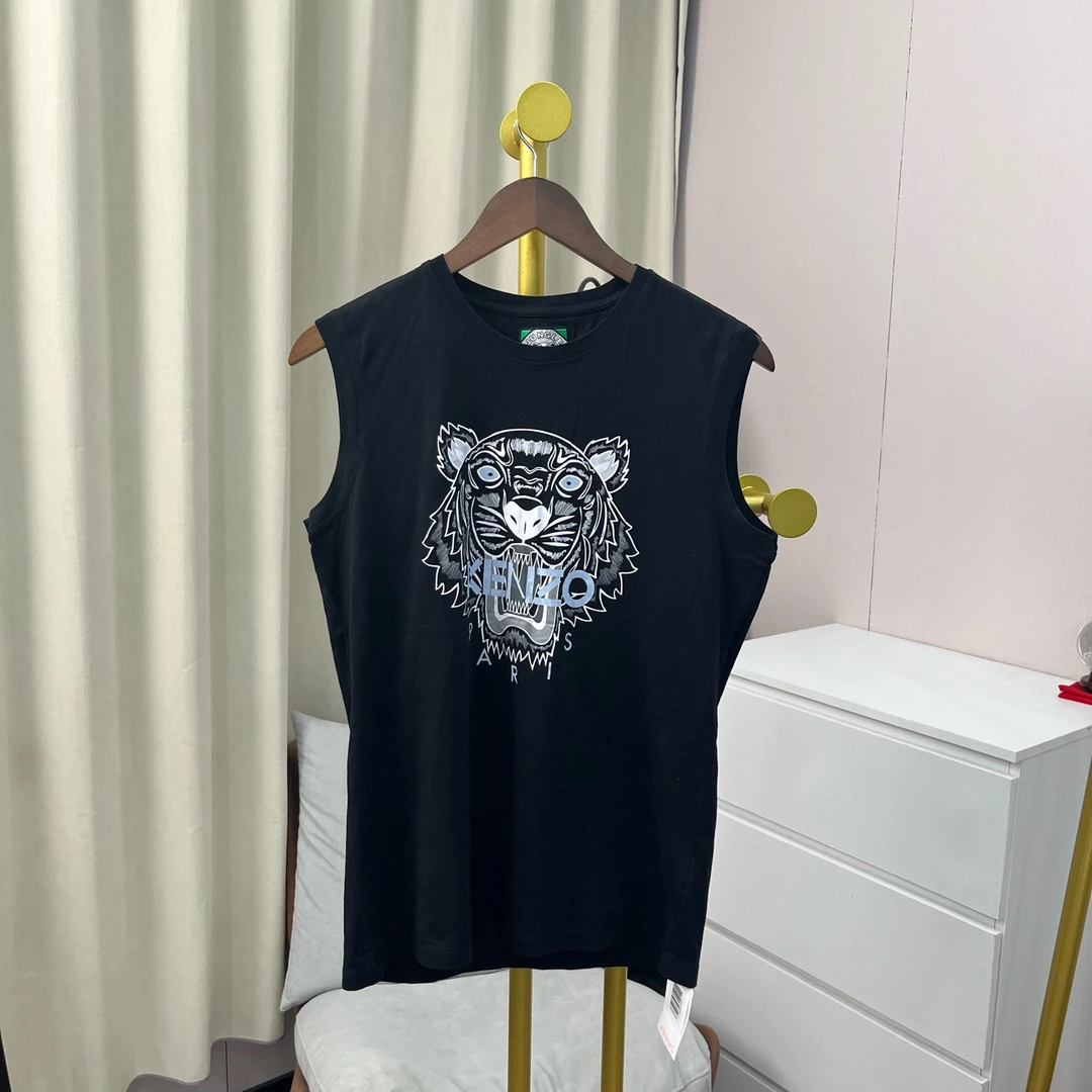 95新 KENZO/肯佐 /梅芙/黑色虎头背心 M码