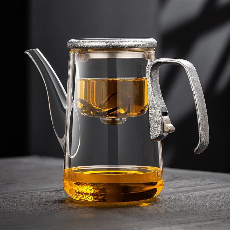 六祥新款冰花飘逸杯 耐热加厚玻璃泡茶壶 茶水分离过滤冲茶器送礼