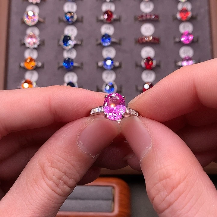 银S925镶嵌彩色蓝宝石戒指