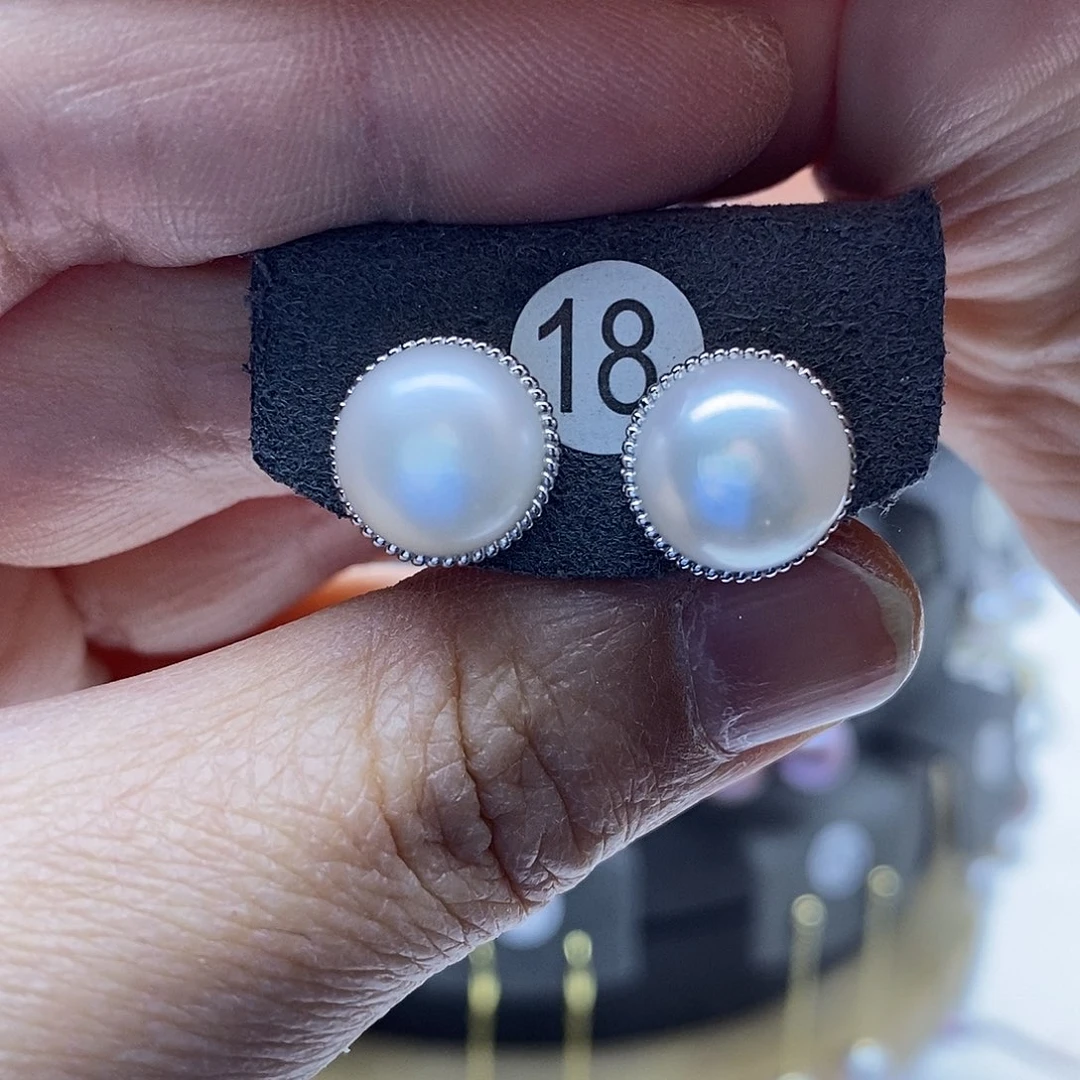 淡水珍珠耳饰银S925镶嵌