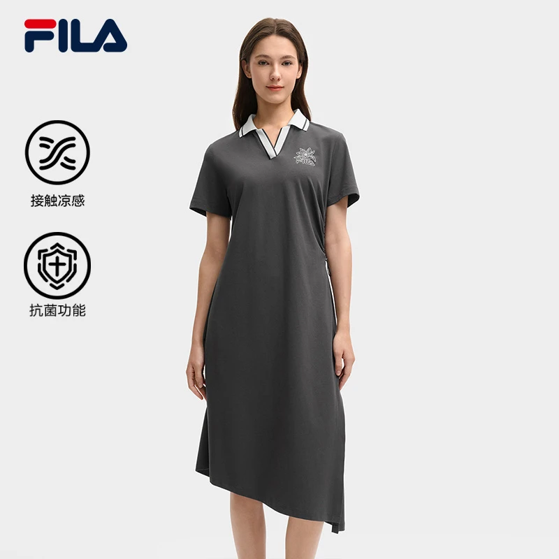 Fila/斐乐新款女子【接触凉感抗菌针织连衣裙夏季】翻领F11W528310F