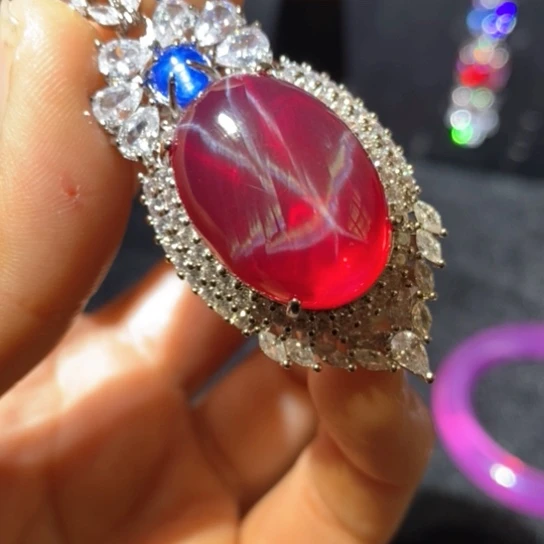 红宝石戒指银S925镶嵌