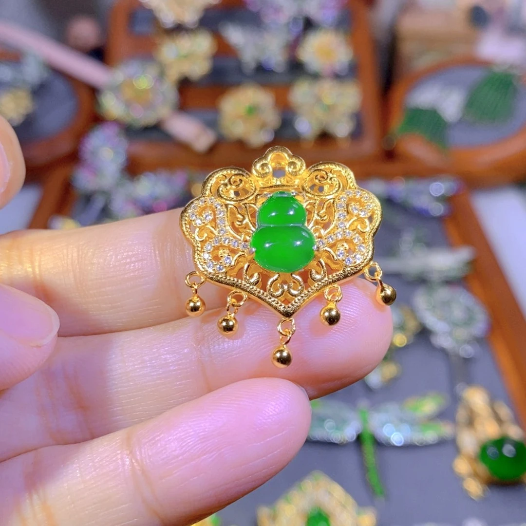 颈饰银S925镶嵌翡翠