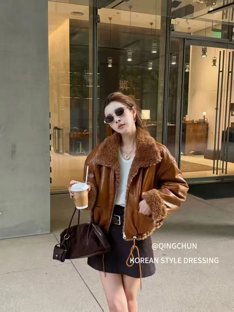 DSXWamp秋冬新款韩版宽松慵懒风大翻领羽绒内胆加绒加厚外套