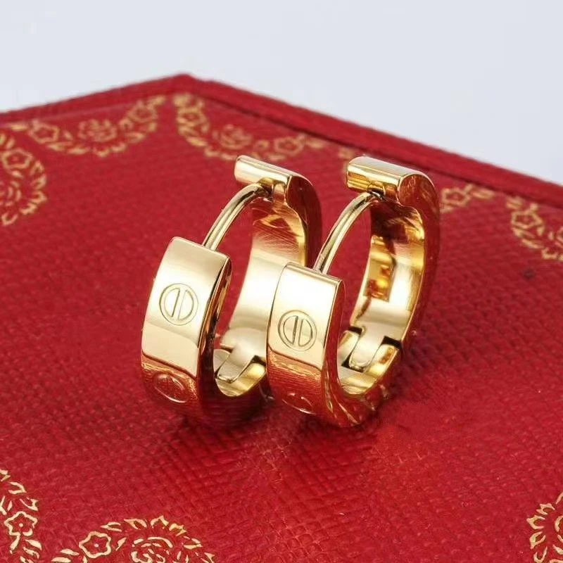 钛钢耳饰 轻奢高级女士耳环气质白搭款网红耳饰金色情侣耳坠