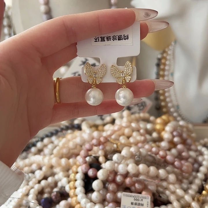 淡水珍珠耳饰银S925镶嵌2号