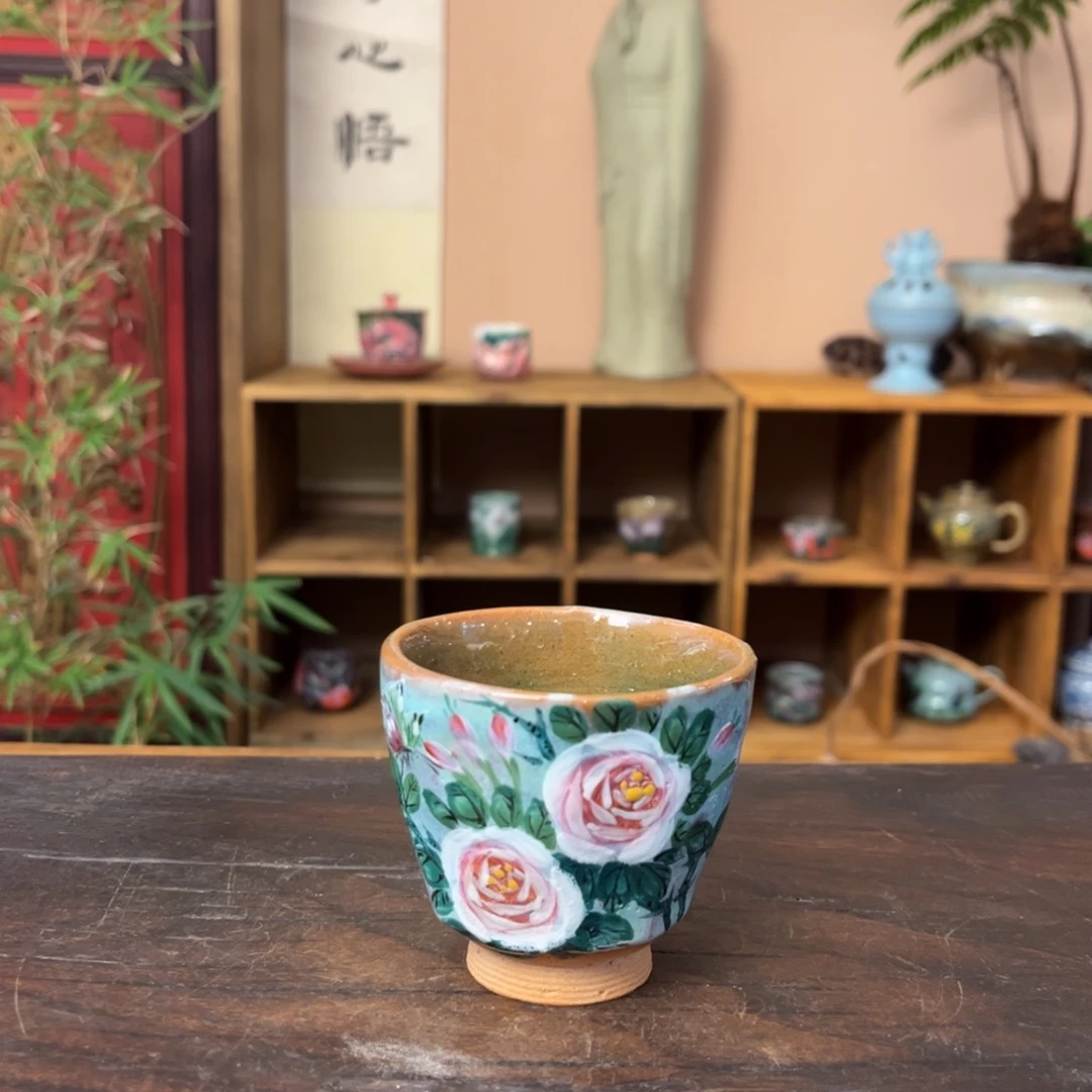 杯柴烧手工手绘陶瓷