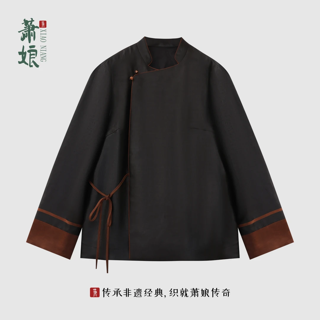 萧娘【春归砚】香云纱桑蚕丝上衣女新中式宽松复古国风2297