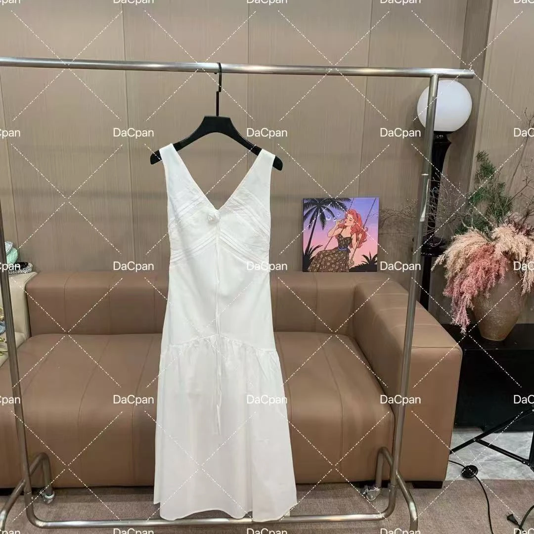 DACPAN-“纯净如水”麻料V领无袖连衣裙  2025/盼·PP 1008