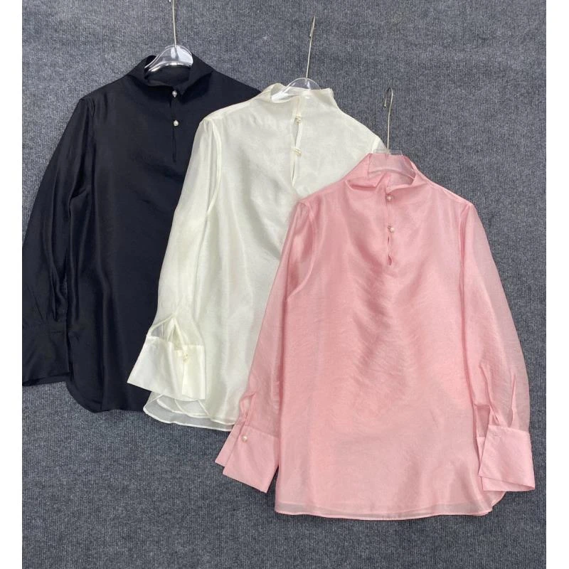 7710四季款女衬衫打底立领时尚款宽松上衣