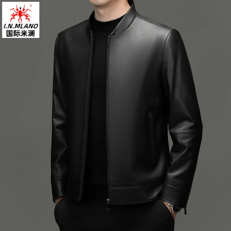 【绵羊皮】真皮皮衣男士商务中年休闲爸爸装高端品牌外套男款夹克潮