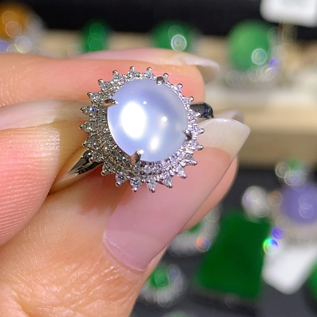 翡翠戒指18K金镶嵌8，