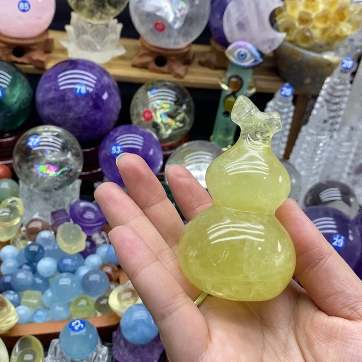 石材天然黄水晶葫芦
