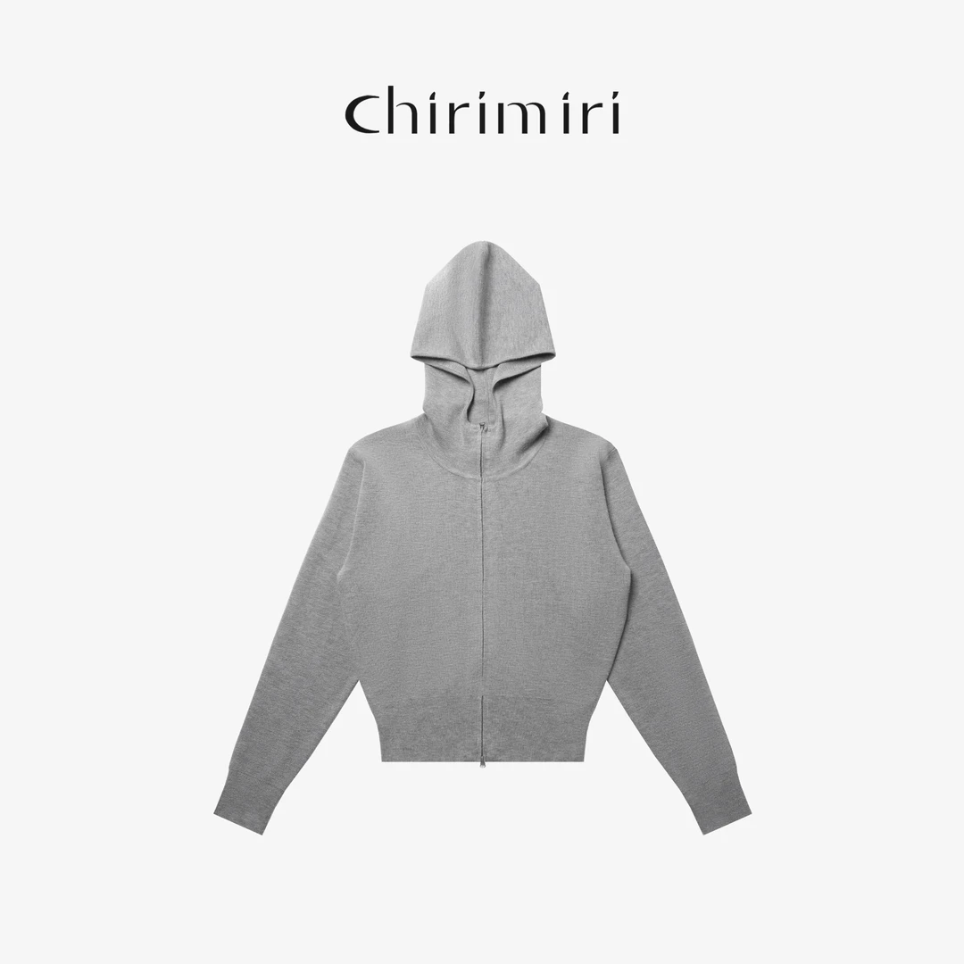 【连帽】春季新款连帽毛针织衫休闲设计师户外套头开衫女装灰色长袖