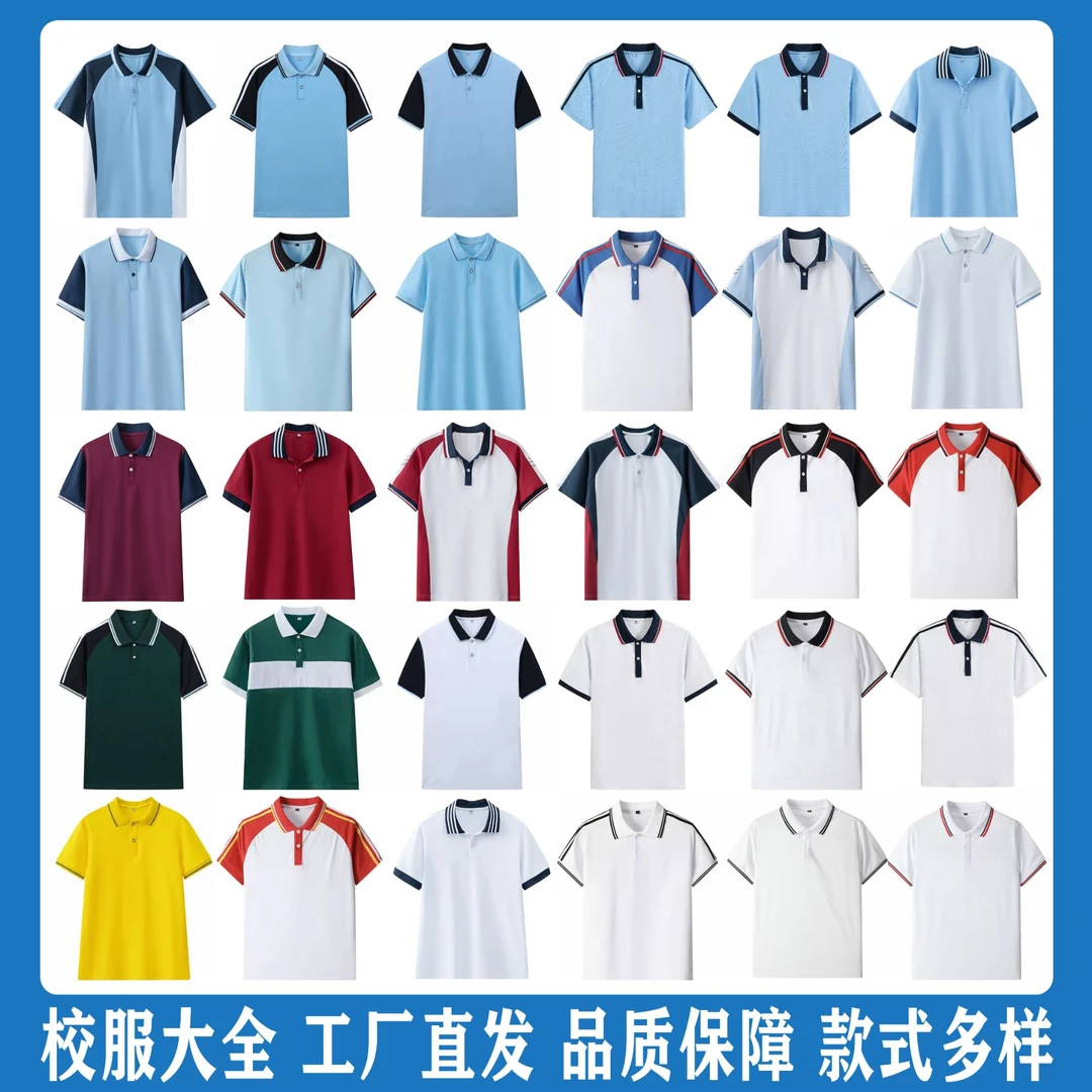 夏季中小学生团体服校服POLO衫班服高中生短袖校服定制各学校校服
