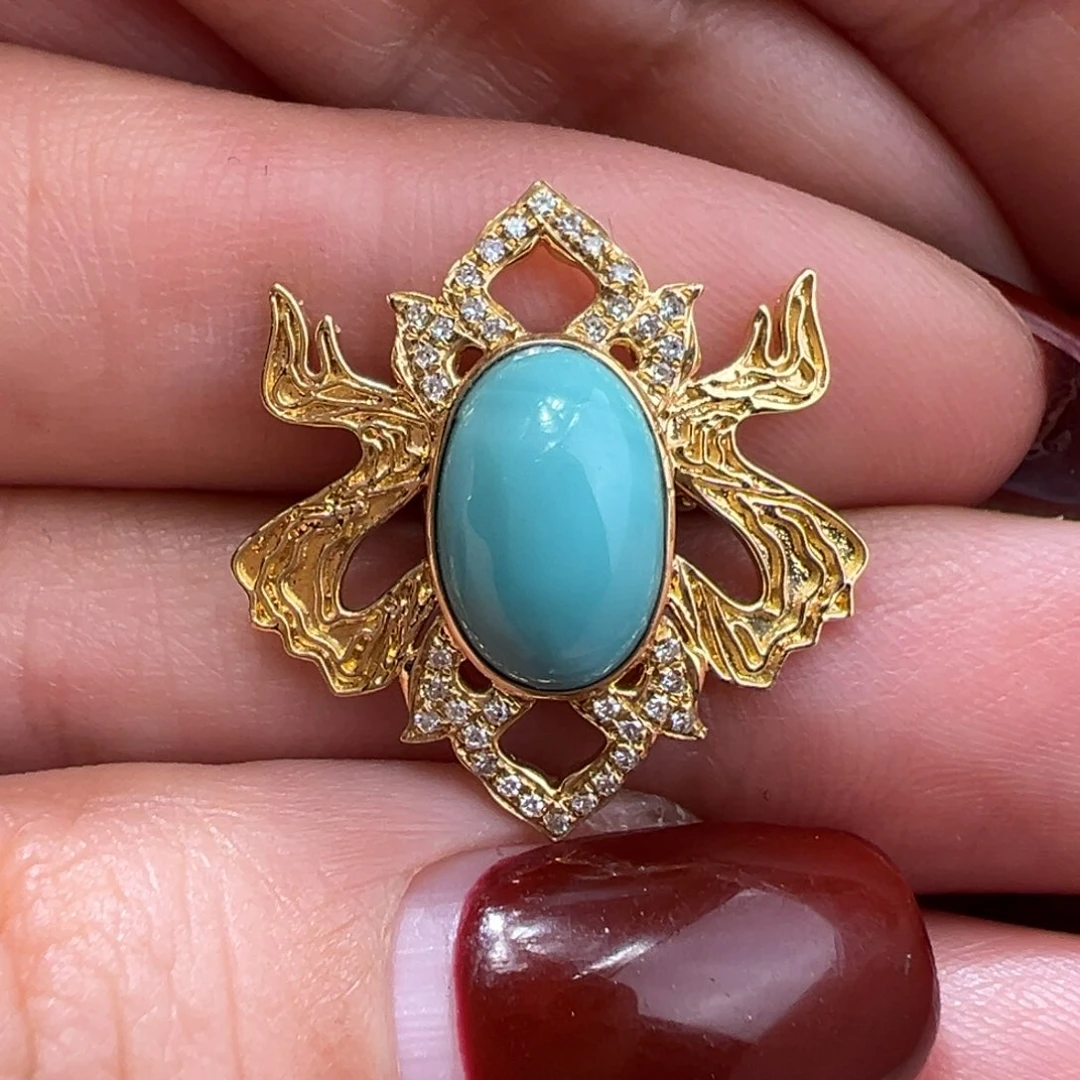 绿松石配件18K金镶嵌配件