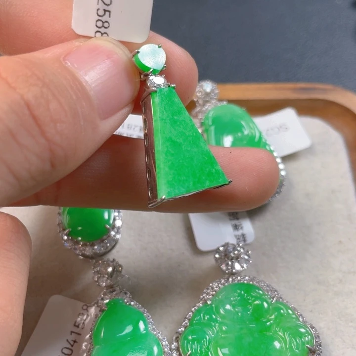 翡翠银S925镶嵌吊坠(不含链)