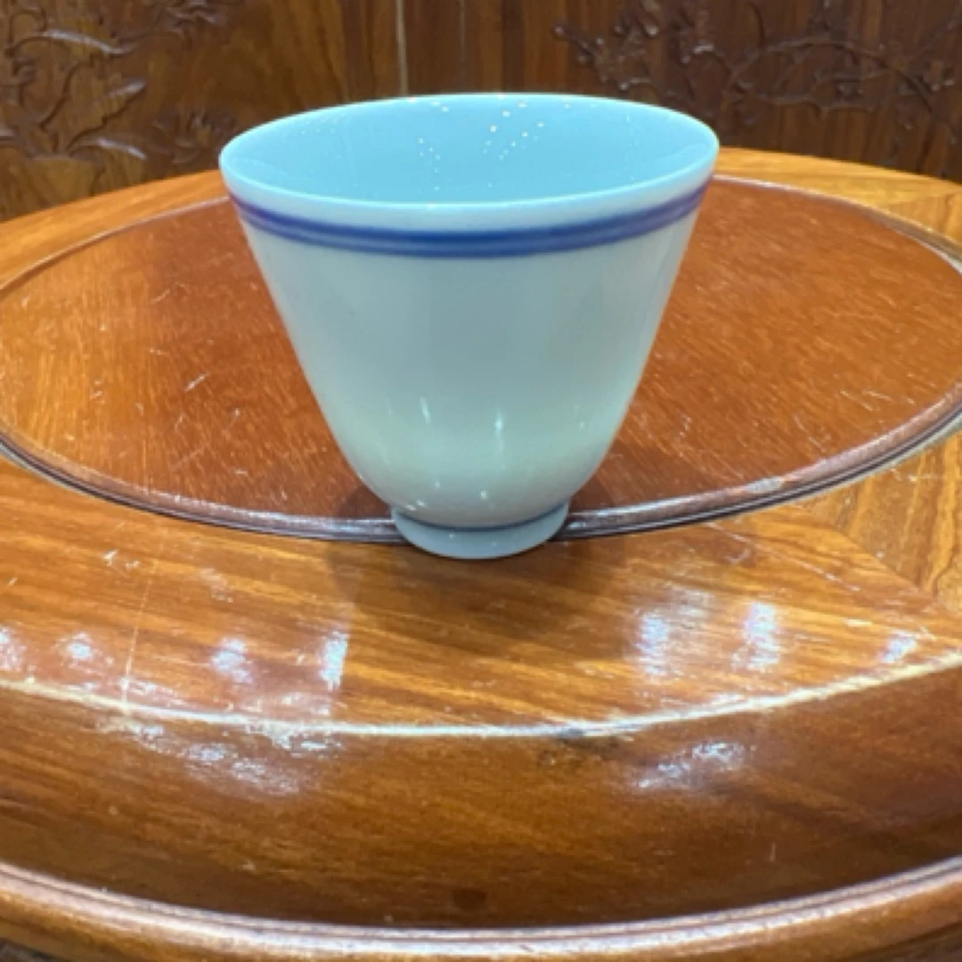 景德镇双圈鸭蛋青主人杯