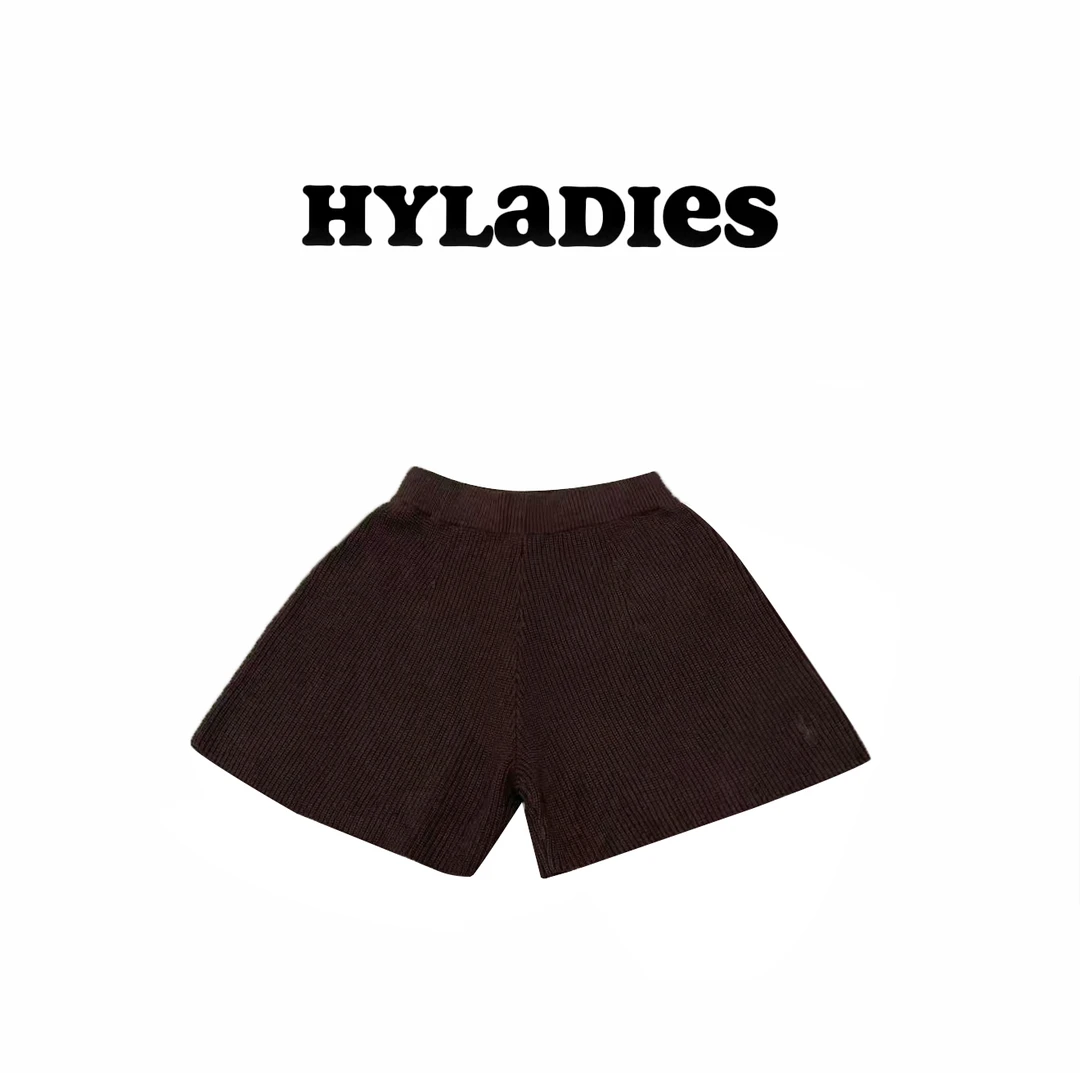 HYLADIESWEAR 『针织短裤』秋冬松紧腰抽绳A字版裙裤颗粒针织短裤