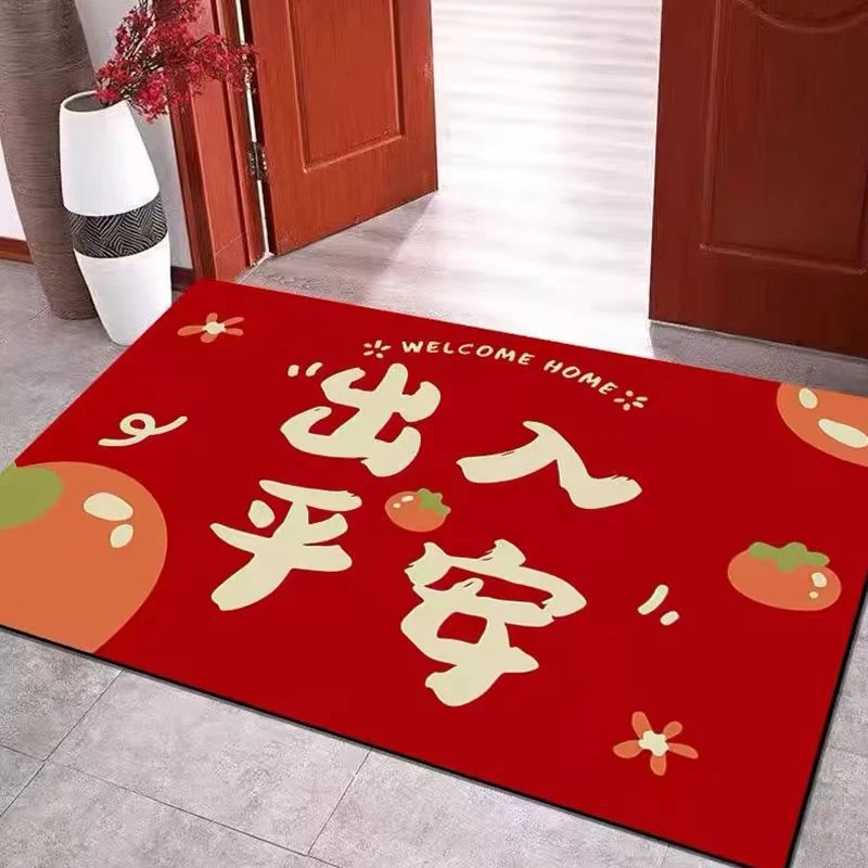 家用硅藻泥喜庆红色地垫门垫入户门垫吸水防滑垫门厅脚垫浴室垫子