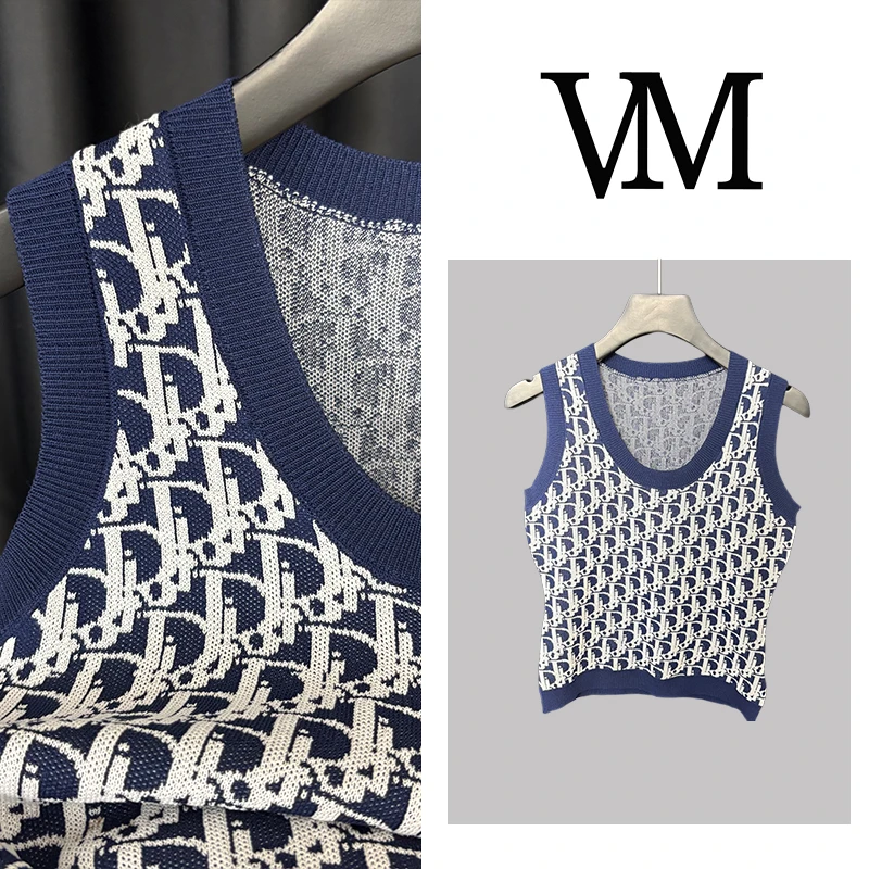 轻奢冰丝马甲针织背心女夏季新款时尚洋气外穿百搭无袖上衣bx7852