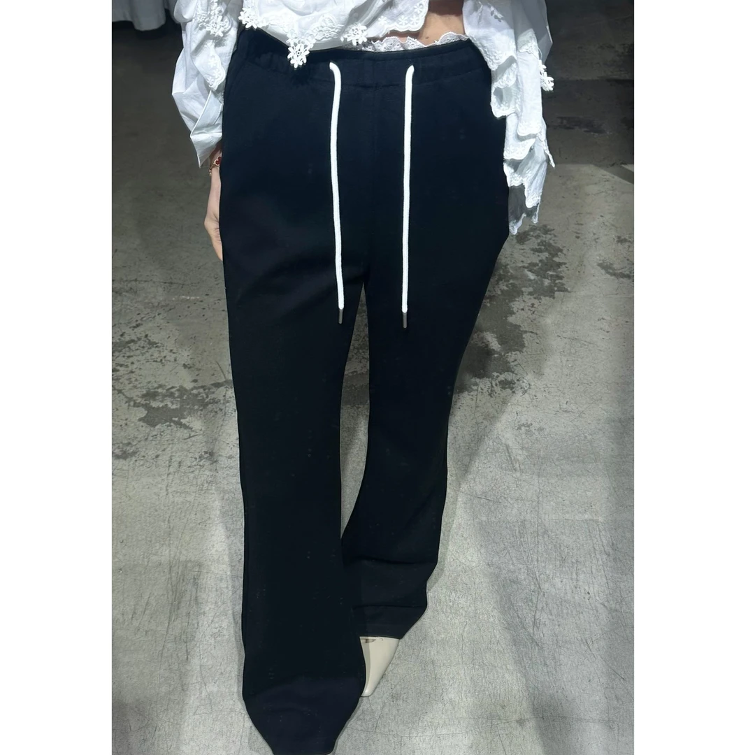 娜一家 2025春季新款腰蕾丝大长腿女神休闲裤