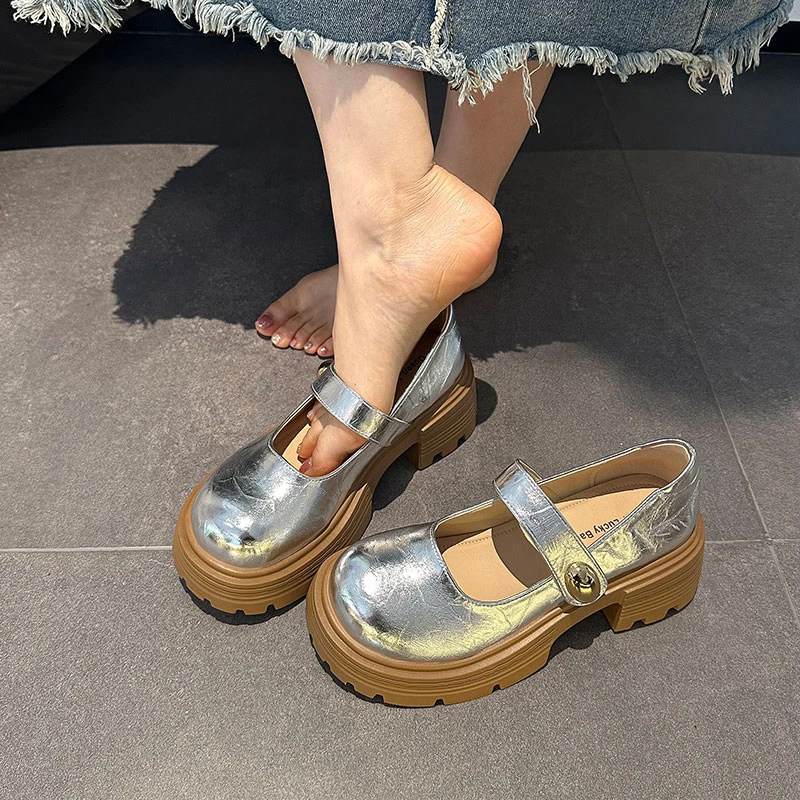 法式厚底增高玛丽珍鞋女2025秋夏季新款松糕小皮鞋配裙子高跟单鞋