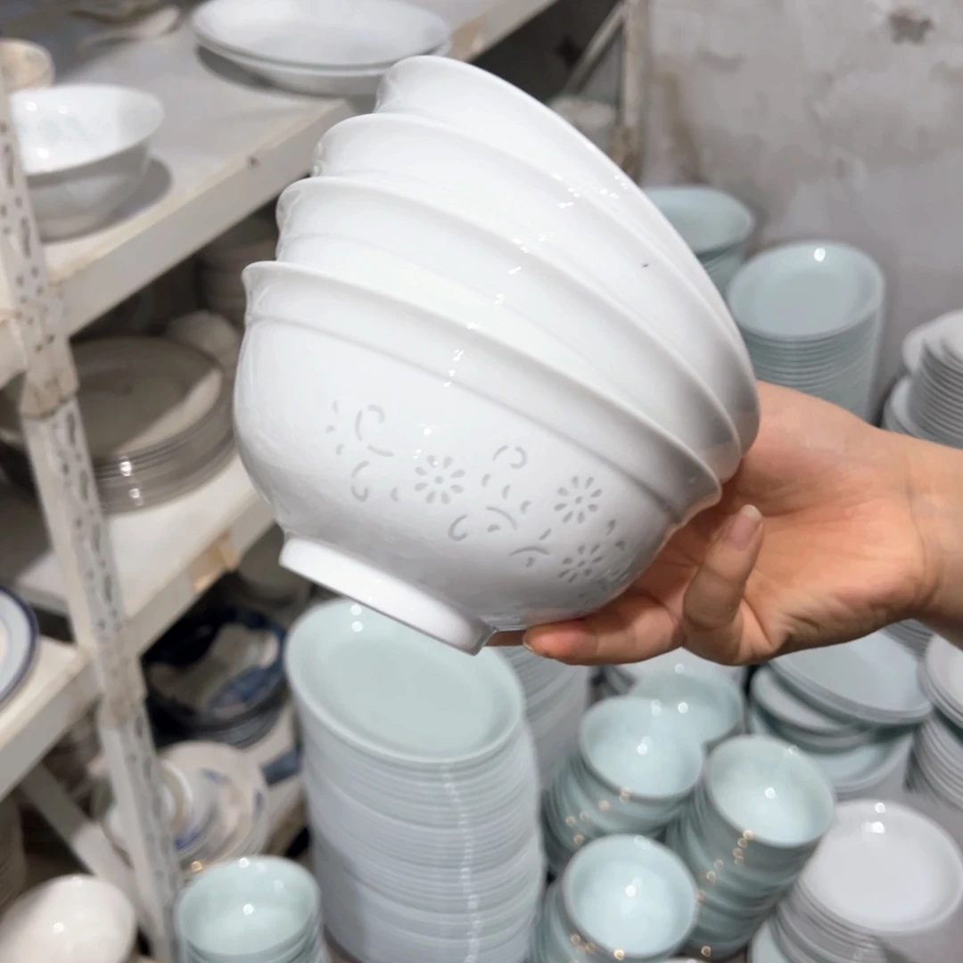 瓷@*溪白玲珑6寸面碗4个