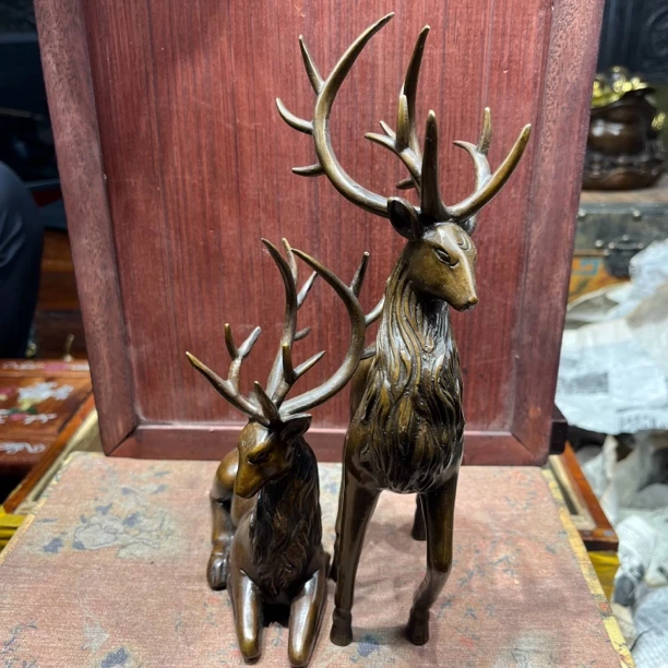 【闪购链接】铜对鹿摆件