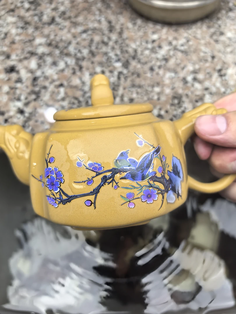 【闪购商品】黄段泥喜上眉梢四方壶   A