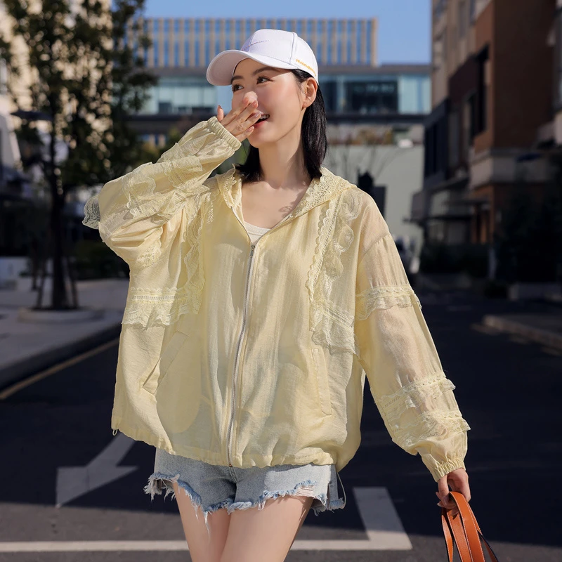 2025年新款夏季时尚洋气连帽防晒衣女外穿宽松春夏薄款外套女透气