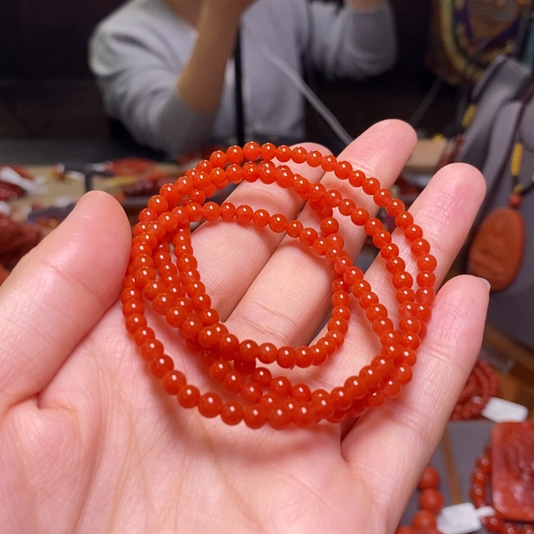 南红玛瑙多圈4m m未镶嵌