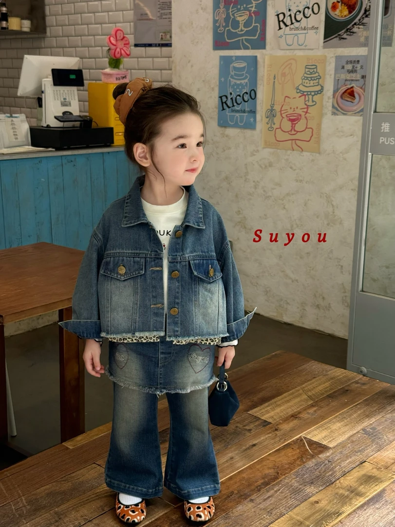 【Suyou】25秋～女童豹纹贴布牛仔外套663091