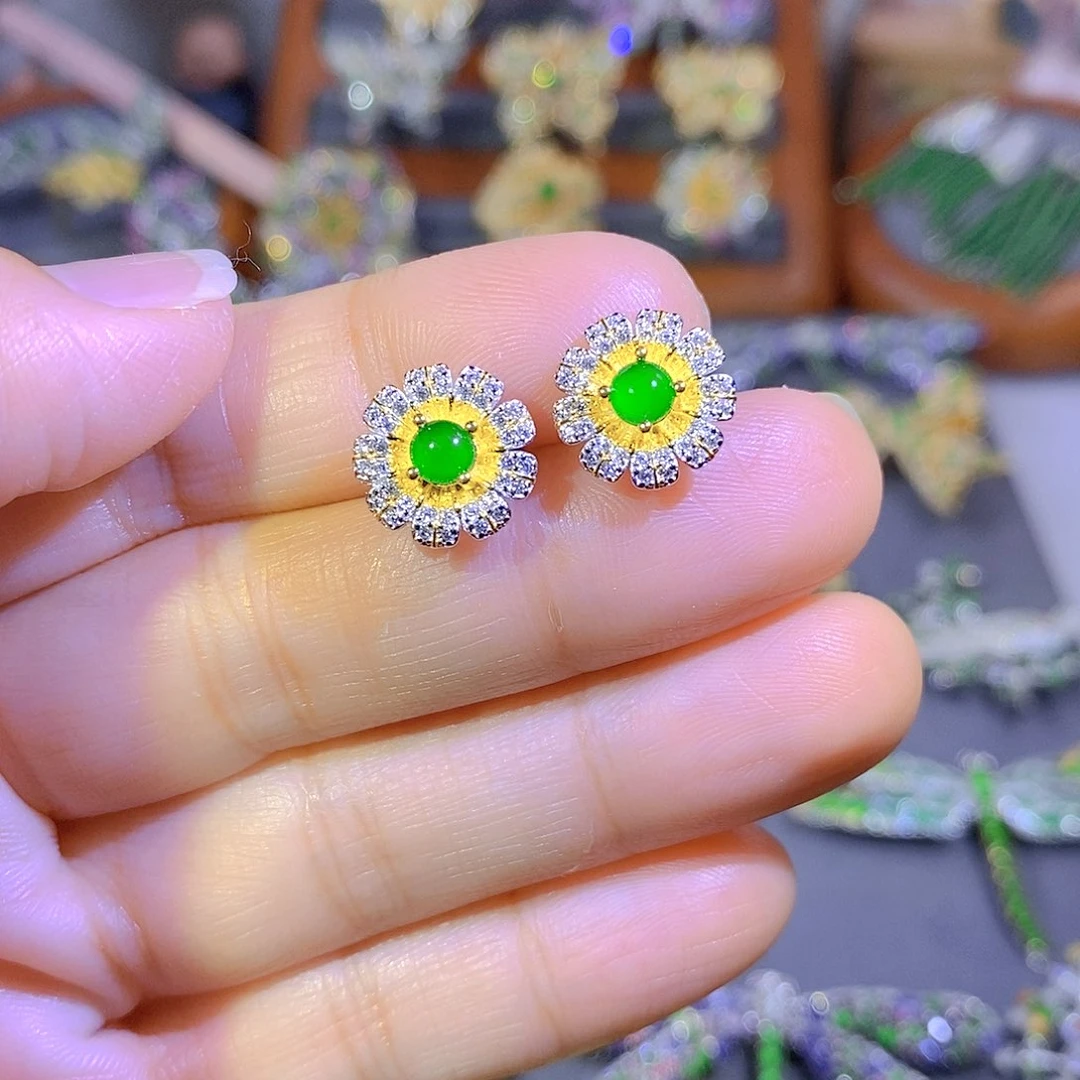 颈饰银S925镶嵌翡翠