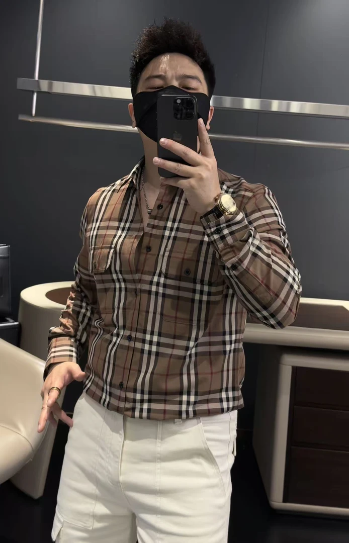 【马哥严选】长袖巴宝格子秋季衬衫免烫百搭宽松男女同款韩版拼接版