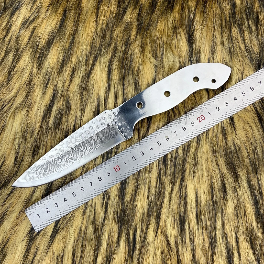 匠禾力-68号镜光面锋利户外手工刀具通体VG10大马士革刀坯-已开刃