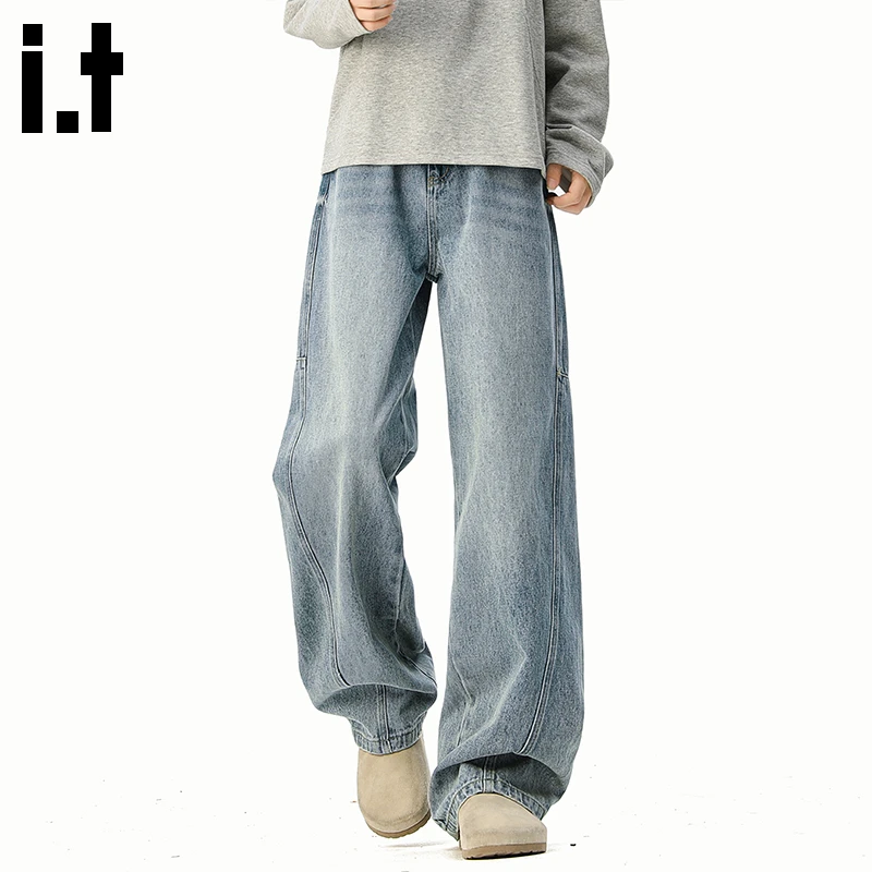 i.t:CHOCOOLATE潮牌牛仔裤男士2025秋冬新款美式阔腿百搭直筒长裤