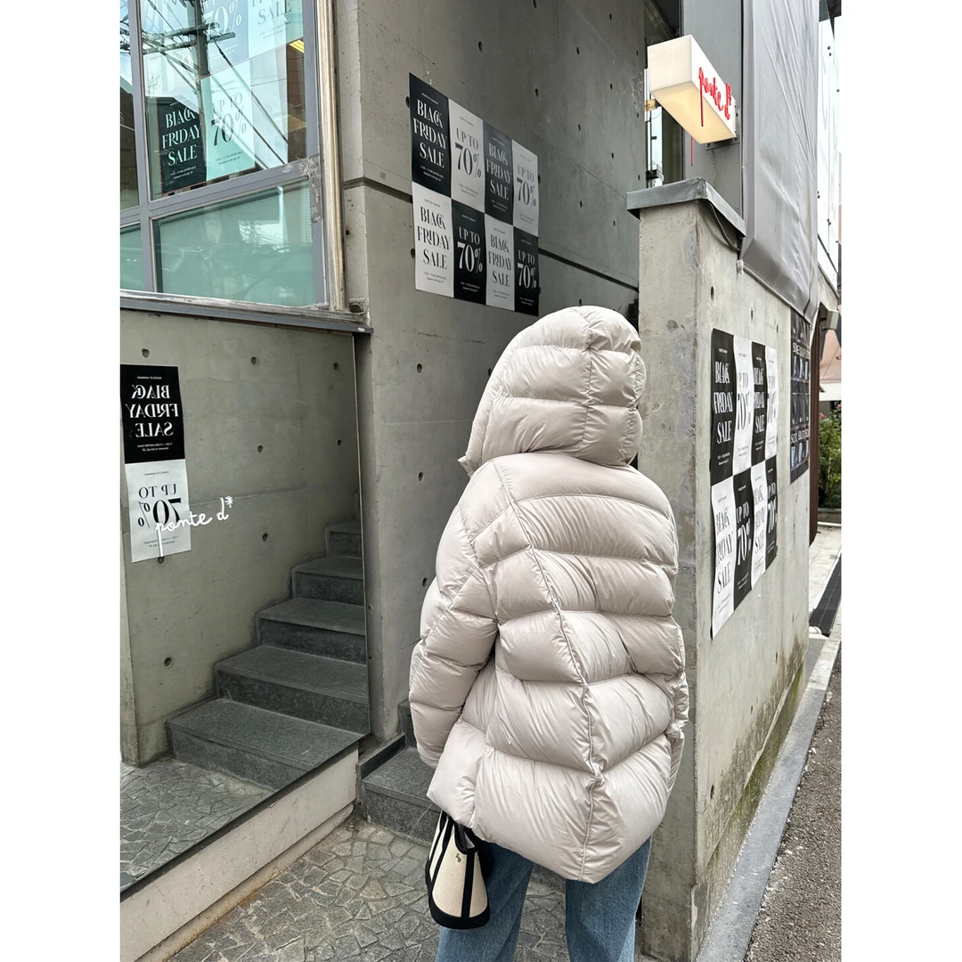 【12/08 10点上新】90白鸭绒 轻量无压感 三粒扣中长款泡芙羽绒服