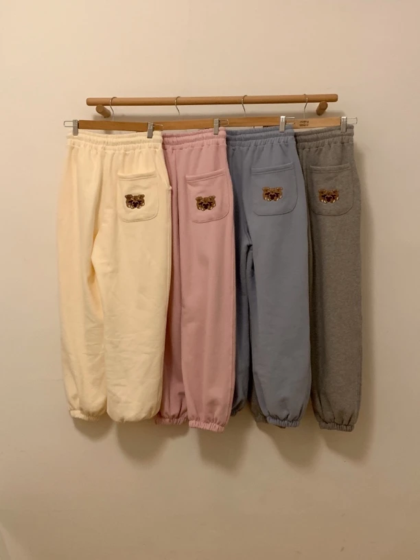 狮子姐姐小熊粉嫩卫裤加绒裤长95no退no换