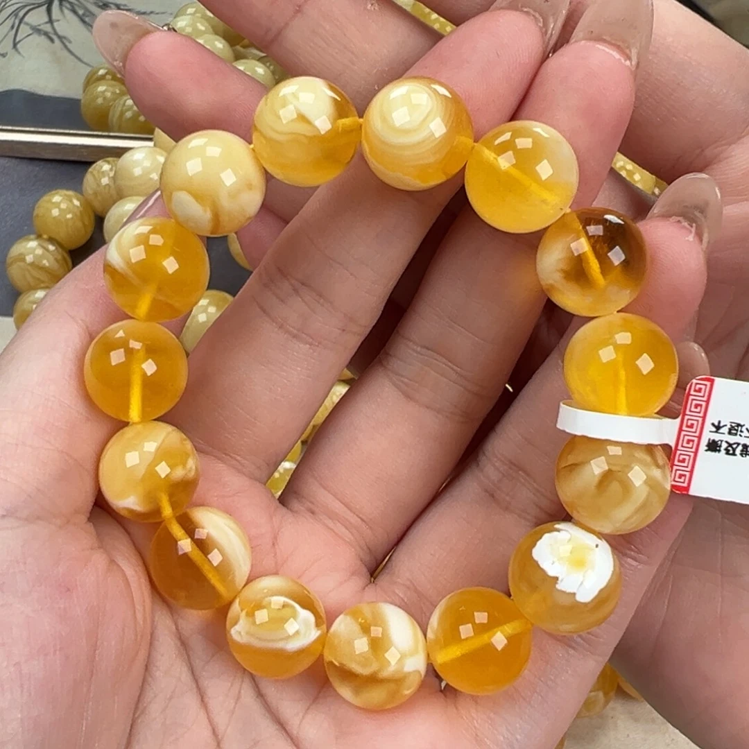 手链琥珀未镶嵌20.3金瓷白
