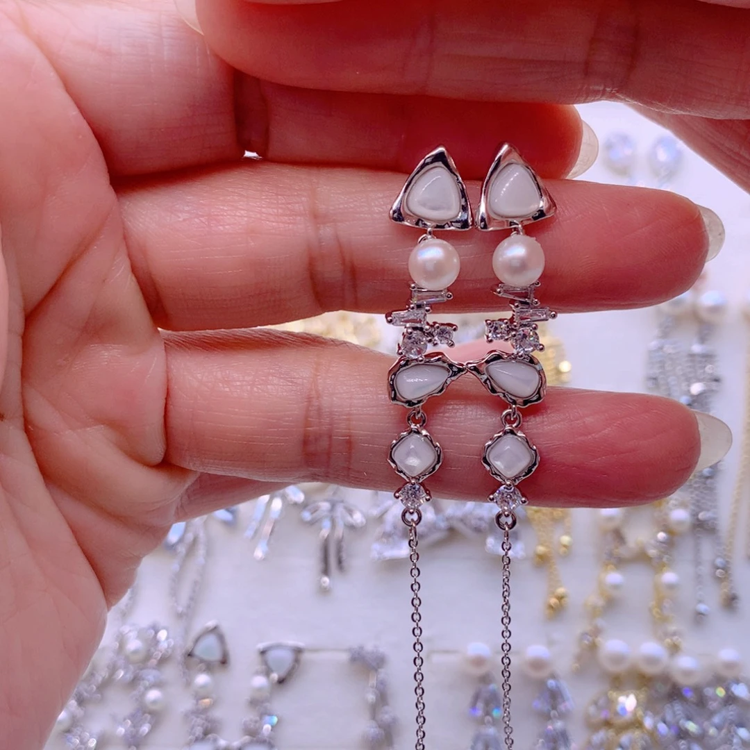 耳饰合金淡水珍珠