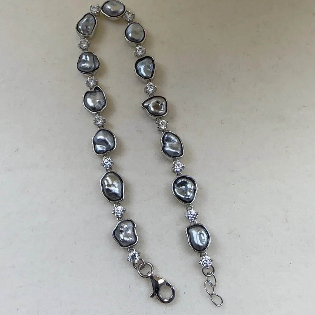 海水珍珠手链银S925镶嵌