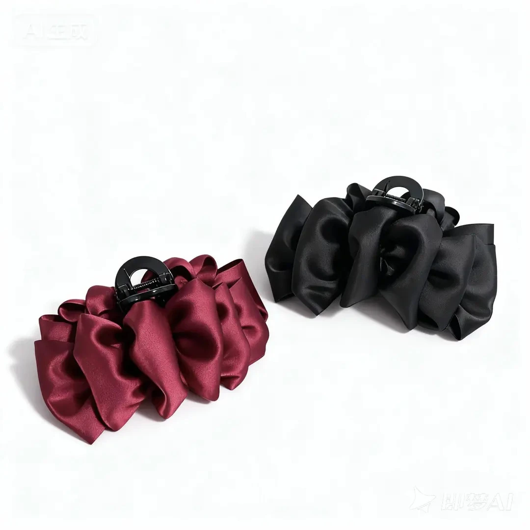 u流光缎面发圈抓夹法式简约纯色百搭发夹发卡大号鲨鱼夹盘发夹