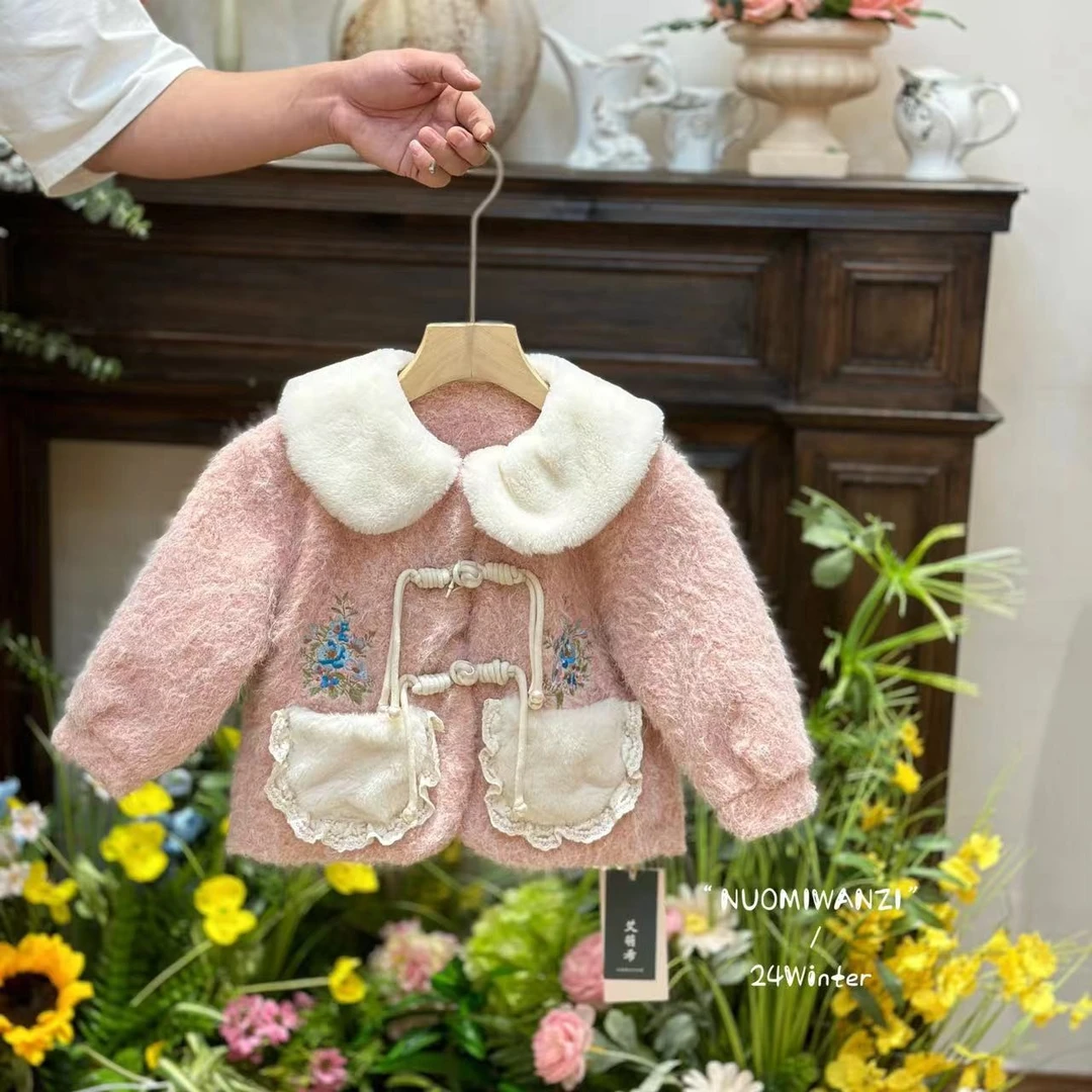 AMX-1082-儿童森系重工法式潮童毛毛领外套（冬款）