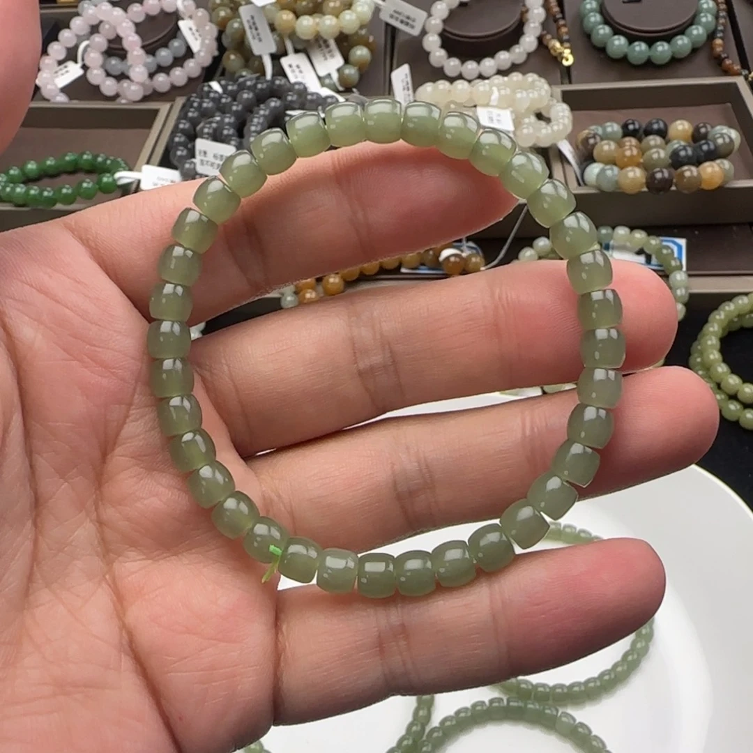 和田玉未镶嵌手链卡6高冰晴水碧玉，5