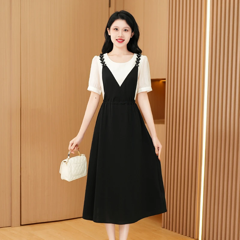 琪琪女装直播广州十三行新款大码韩系简约INS显瘦连衣裙26543