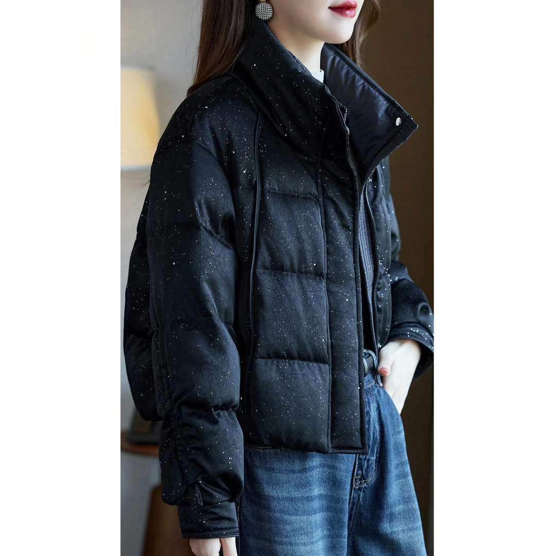 时尚小个子90鸭绒防风保暖上衣女秋冬新款今年流行黑色羽绒服外套